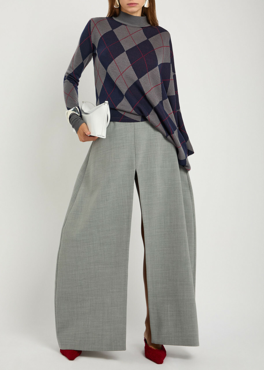 A.W.A.K.E Mode Trousers-effect Woven Maxi Skirt Grey