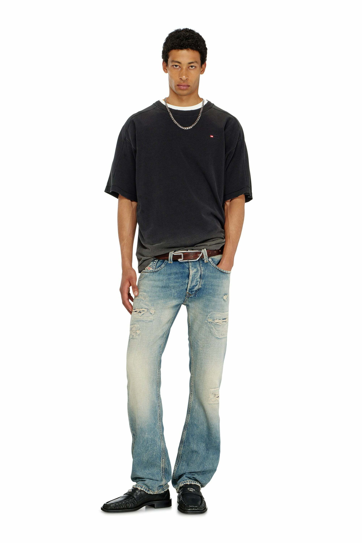 Diesel Cotton T-shirt with degradé effect - T-Shirts Mens in Black