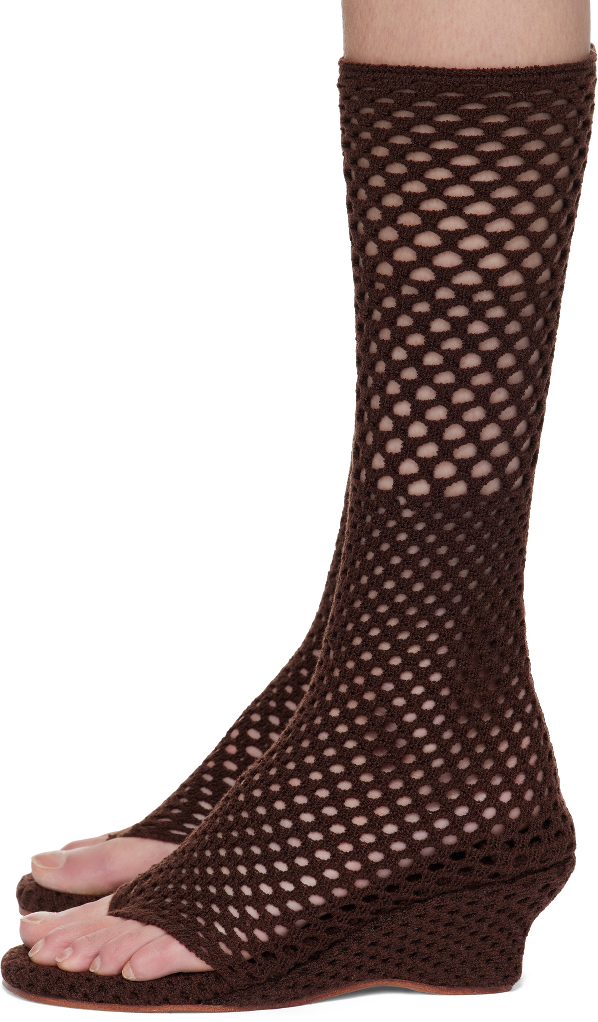Isa Boulder Brown Short Cable Knitted Heeled Sandals