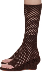Isa Boulder Brown Short Cable Knitted Heeled Sandals
