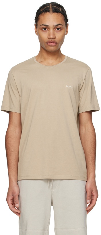 Photo: BOSS Beige Embroidered T-Shirt