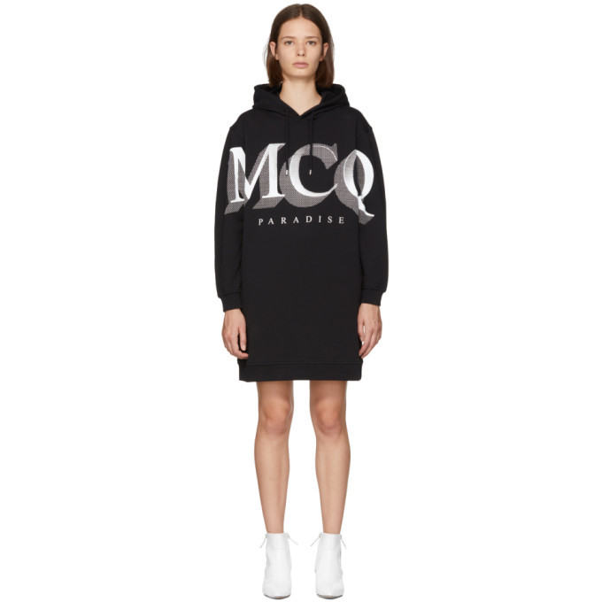 Photo: McQ Alexander McQueen Black Logo Oversized Hoodie Dress