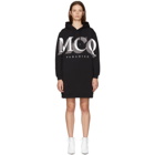 McQ Alexander McQueen Black Logo Oversized Hoodie Dress