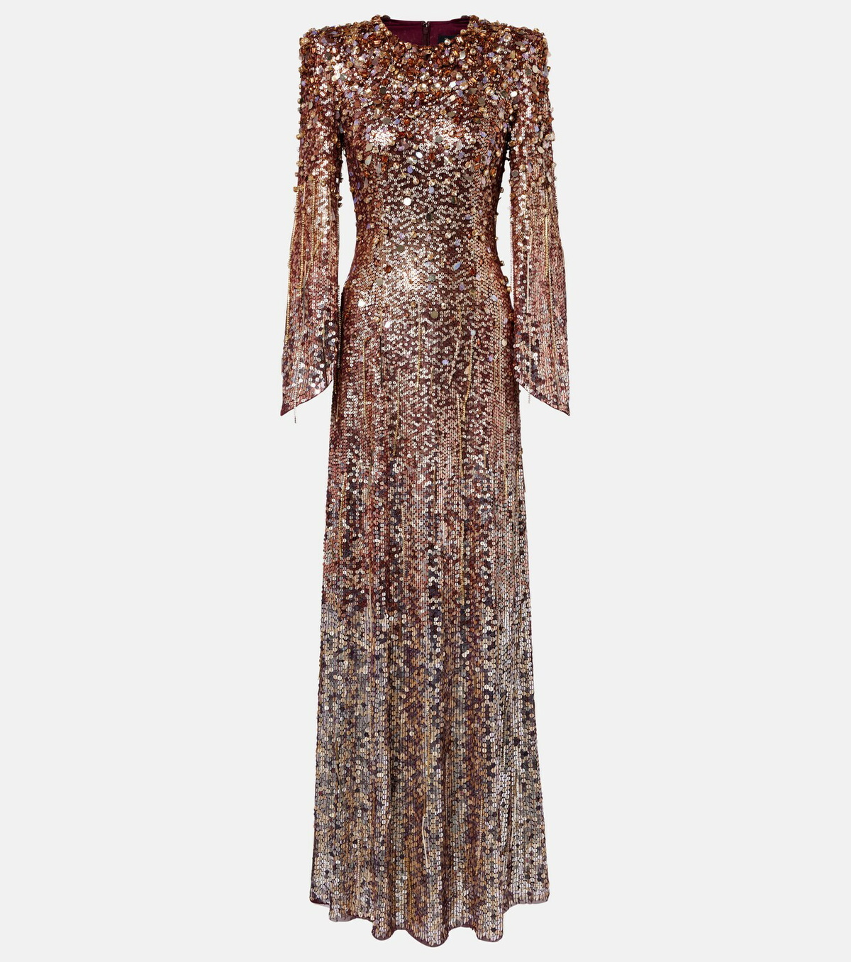 Jenny Packham Phara embellished fringed gown