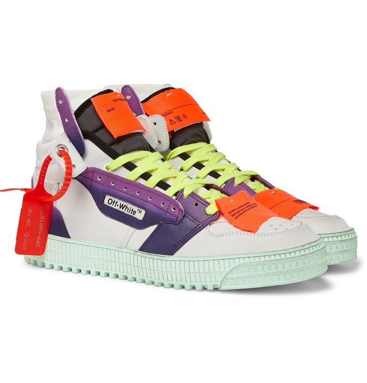 Photo: Off-White - Off-Court Nubuck, Leather and Canvas Sneakers - White