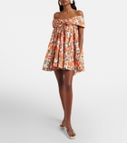 Chloé Floral pleated cotton poplin minidress