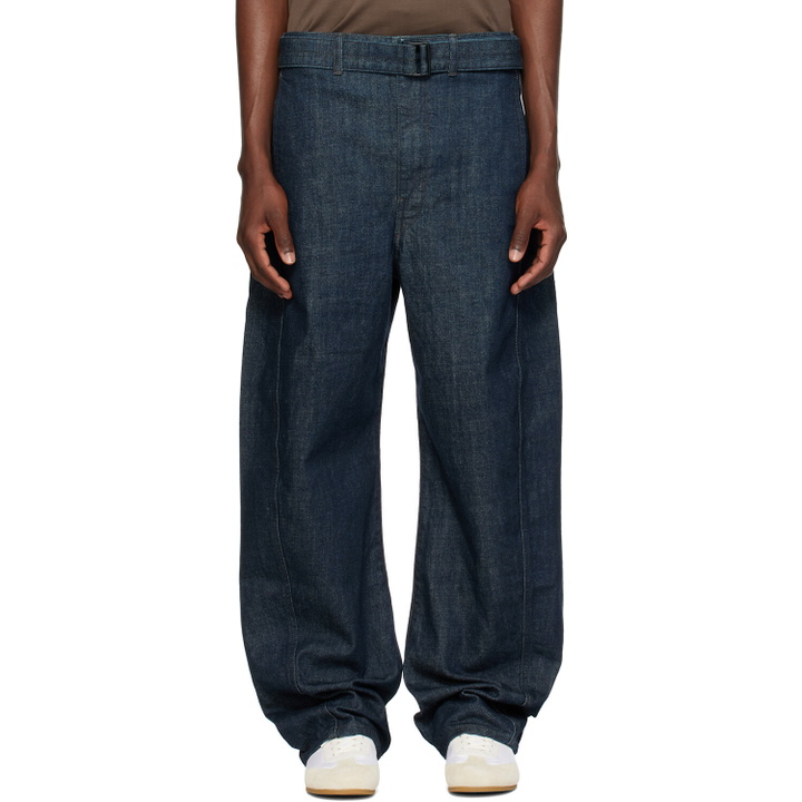 Photo: LEMAIRE Blue Twisted Belted Jeans