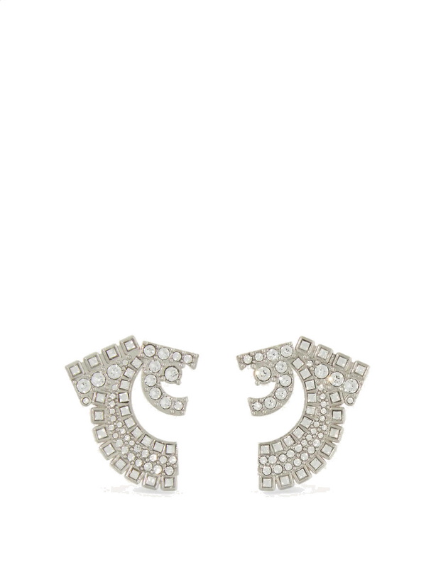 Photo: Ferragamo Womens Deconstructed Gancio stud earrings in Silver