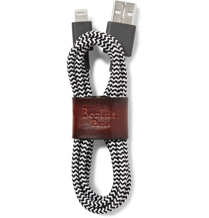 Photo: Berluti - Native Union Leather-Trimmed Woven Nylon iPhone Charger - Black
