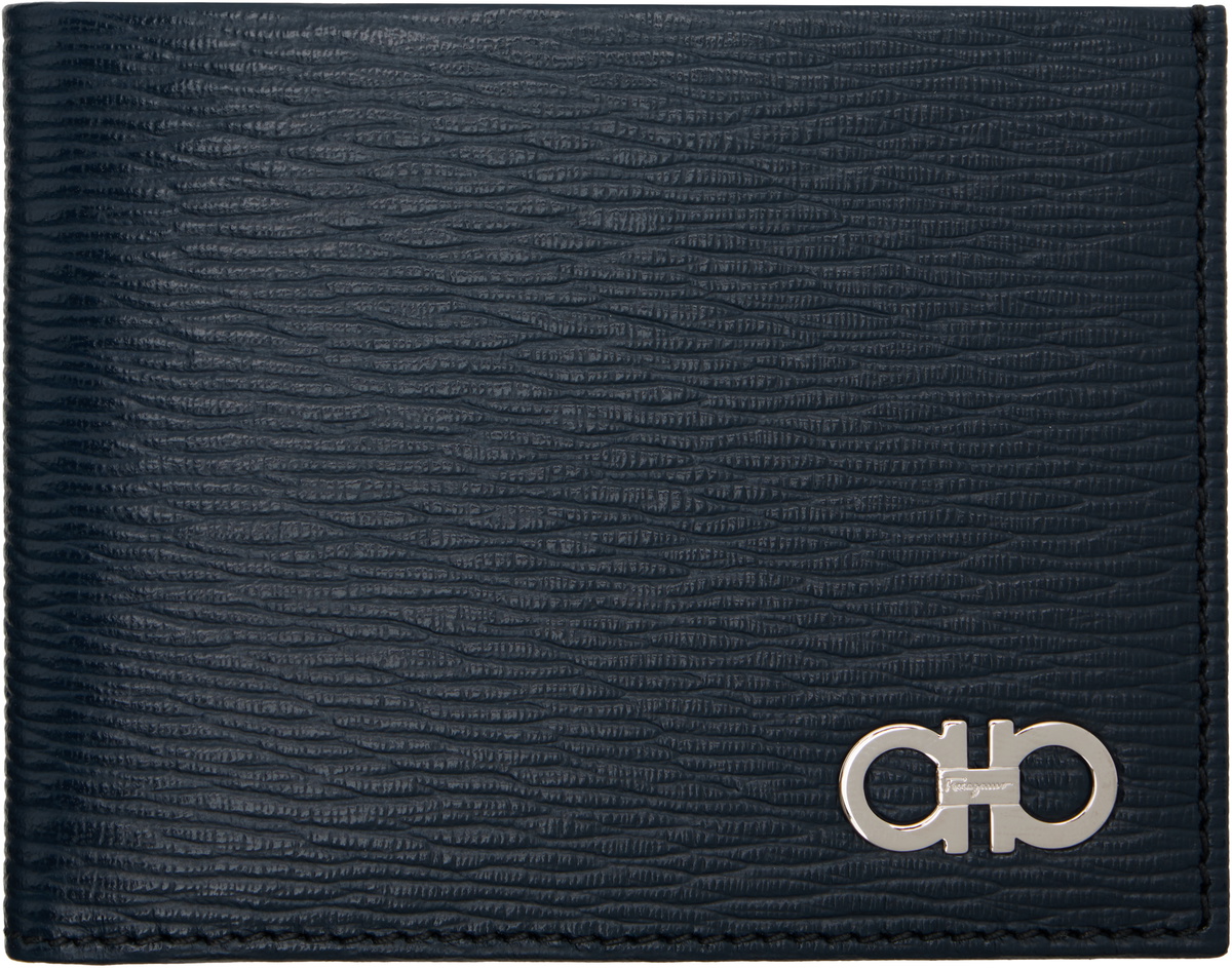 Ferragamo Navy Gancini ID Window Wallet Salvatore Ferragamo