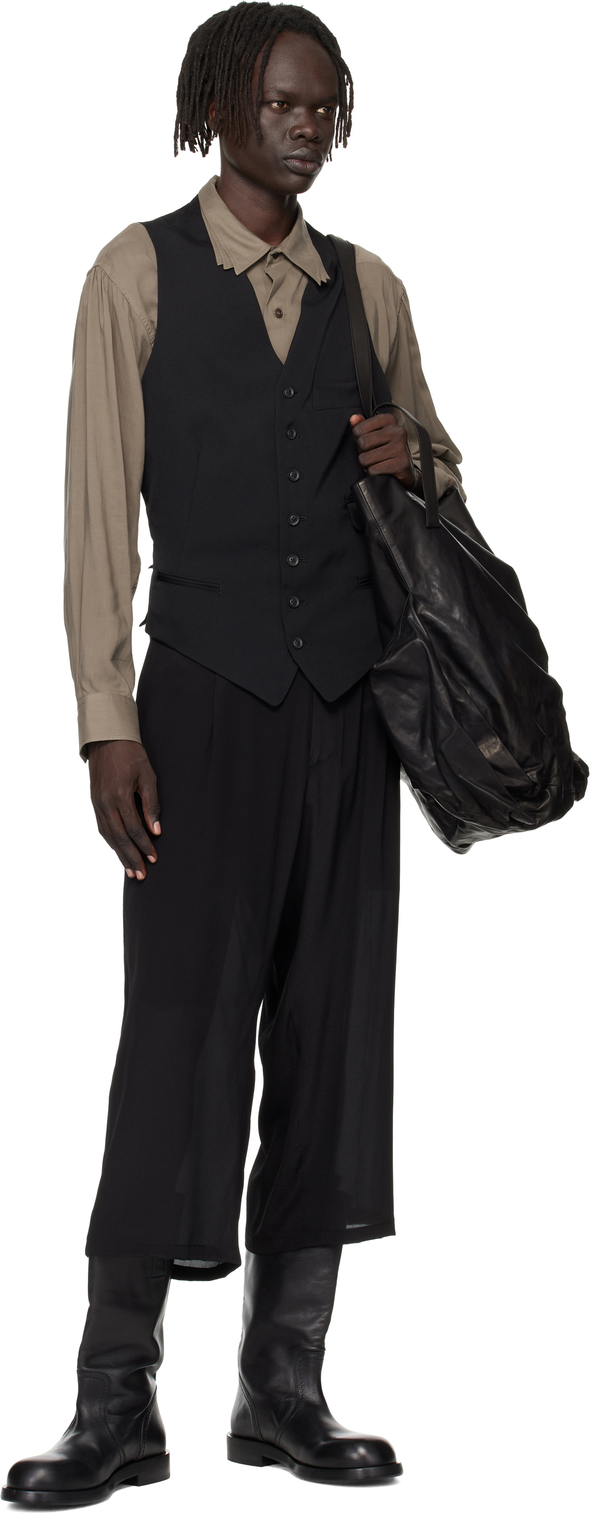 YOHJI YAMAMOTO Black Unevenness Tote