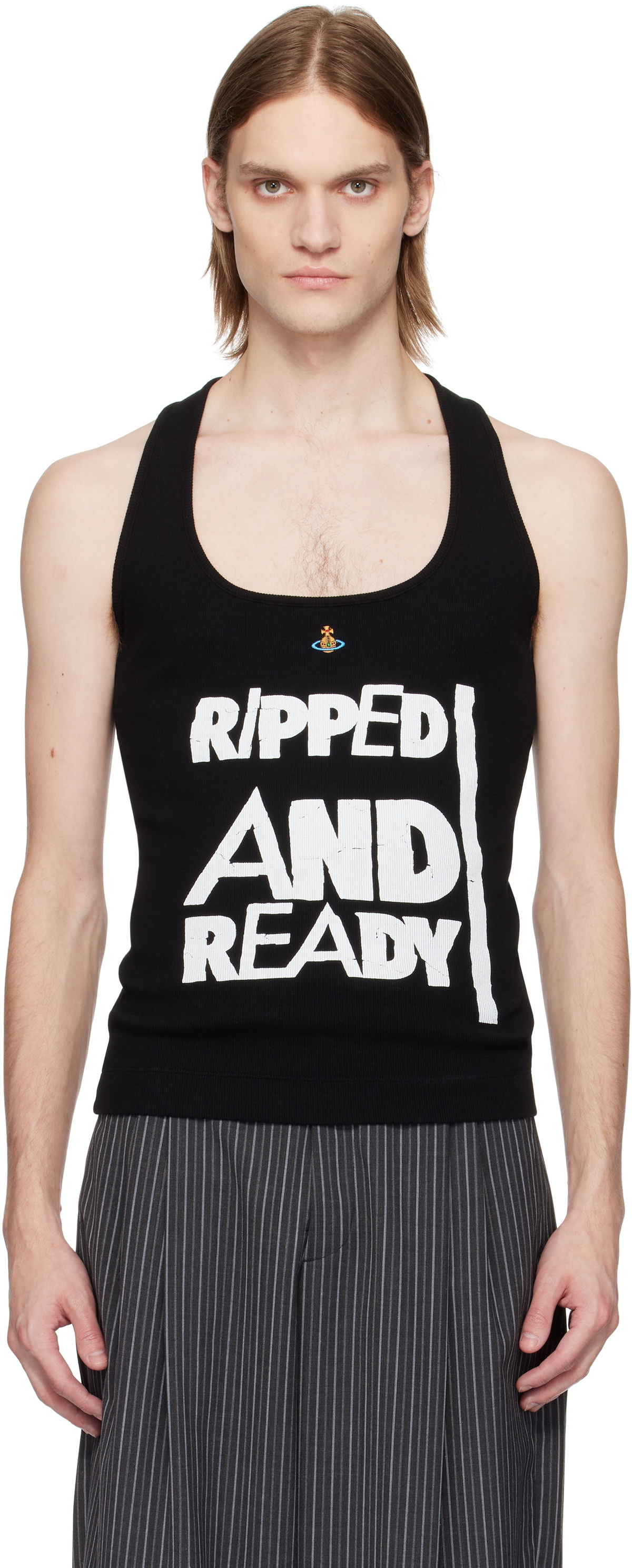 Vivienne Westwood Black Intarsia Pixel Orb Tank Top Vivienne