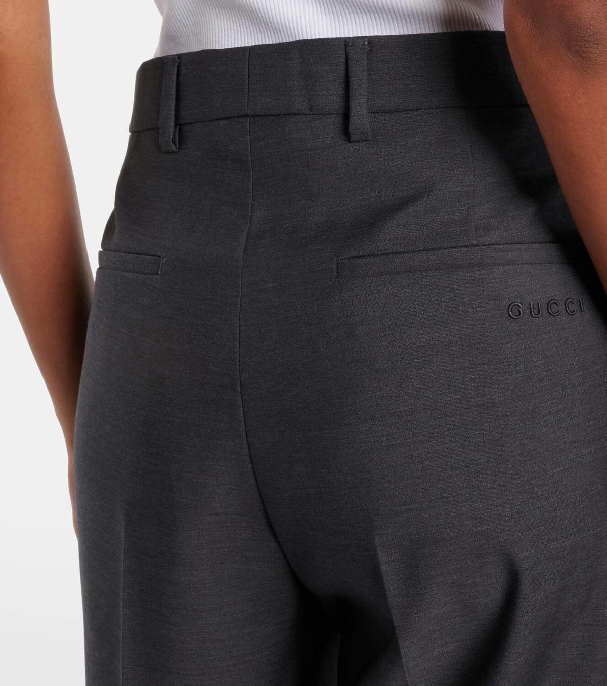 パンツ GUCCI STRAIGHT-LEG WOOL PANTS Wool and silk gabardine straight pants in black - Gucci