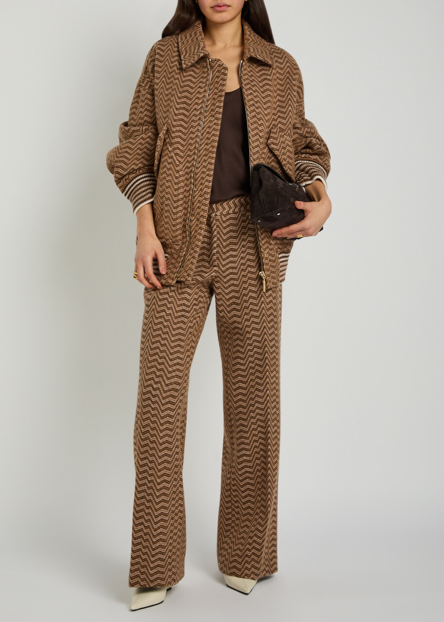 Missoni Zigzag Wool-blend Bomber Jacket Camel
