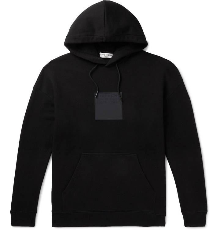 Photo: Givenchy - Logo-Appliquéd Loopback Cotton-Jersey Hoodie - Black