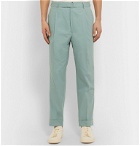 Officine Generale - Hugo Cropped Tapered Pleated Cotton Suit Trousers - Green