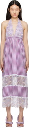 Anna Sui Purple & White Gingham Maxi Dress