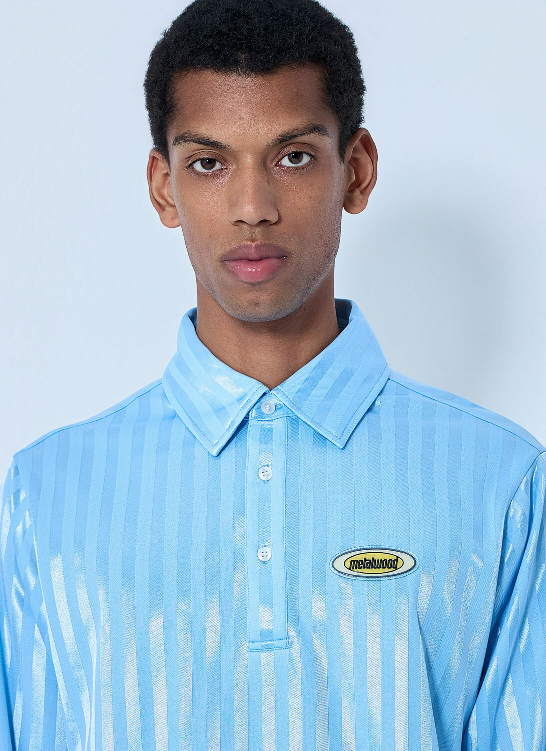 Metalwood Striped Long Sleeve Polo Shirt