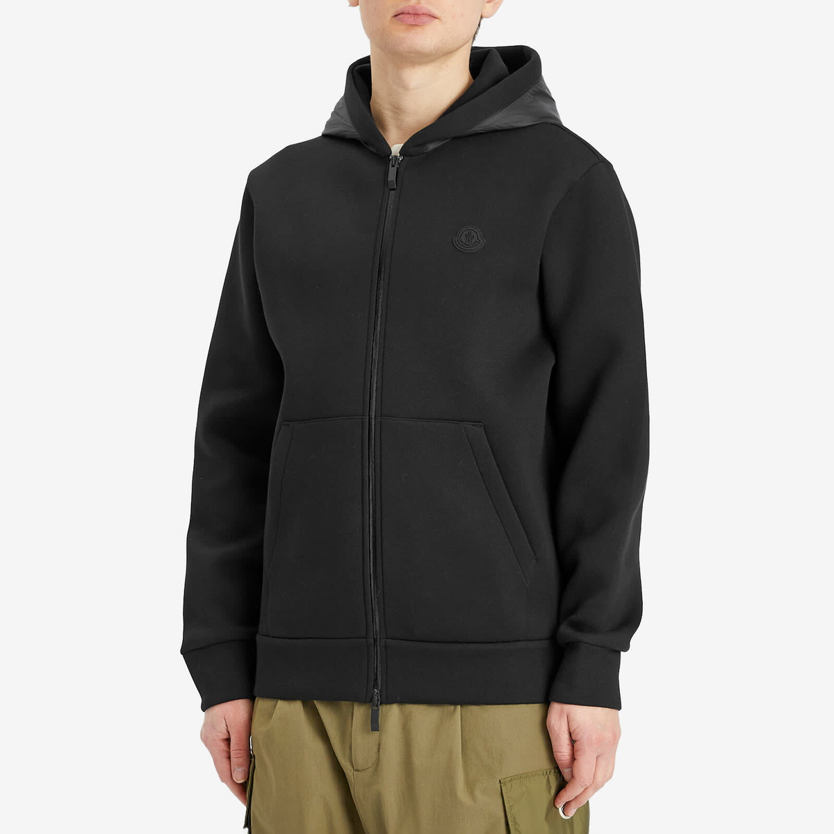 Moncler Men's Light Interlock Zip Up Cardigan Hoodie in Black Moncler