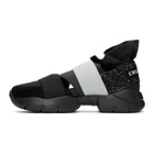 Emilio Pucci Black and Grey Pucci at Night Glitter Ruffle Elastic Slip-On Sneakers