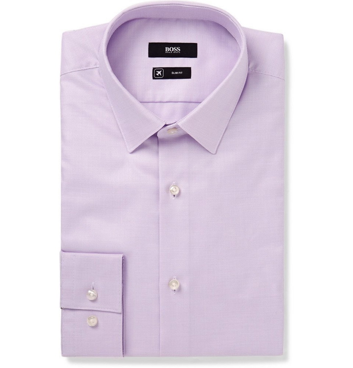 Photo: Hugo Boss - Lilac Isko Slim-Fit Cotton-Jacquard Shirt - Men - Lilac