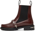 Toga Virilis Burgundy Polished Leather Moc Chelsea Boots