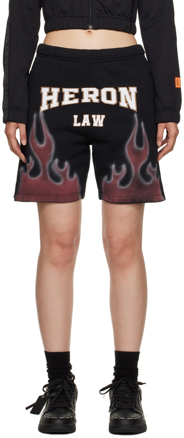 Heron Preston Black Heron Law Flames Shorts Heron Preston