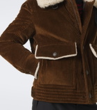Moncler Grenoble Shearling-trimmed corduroy down jacket