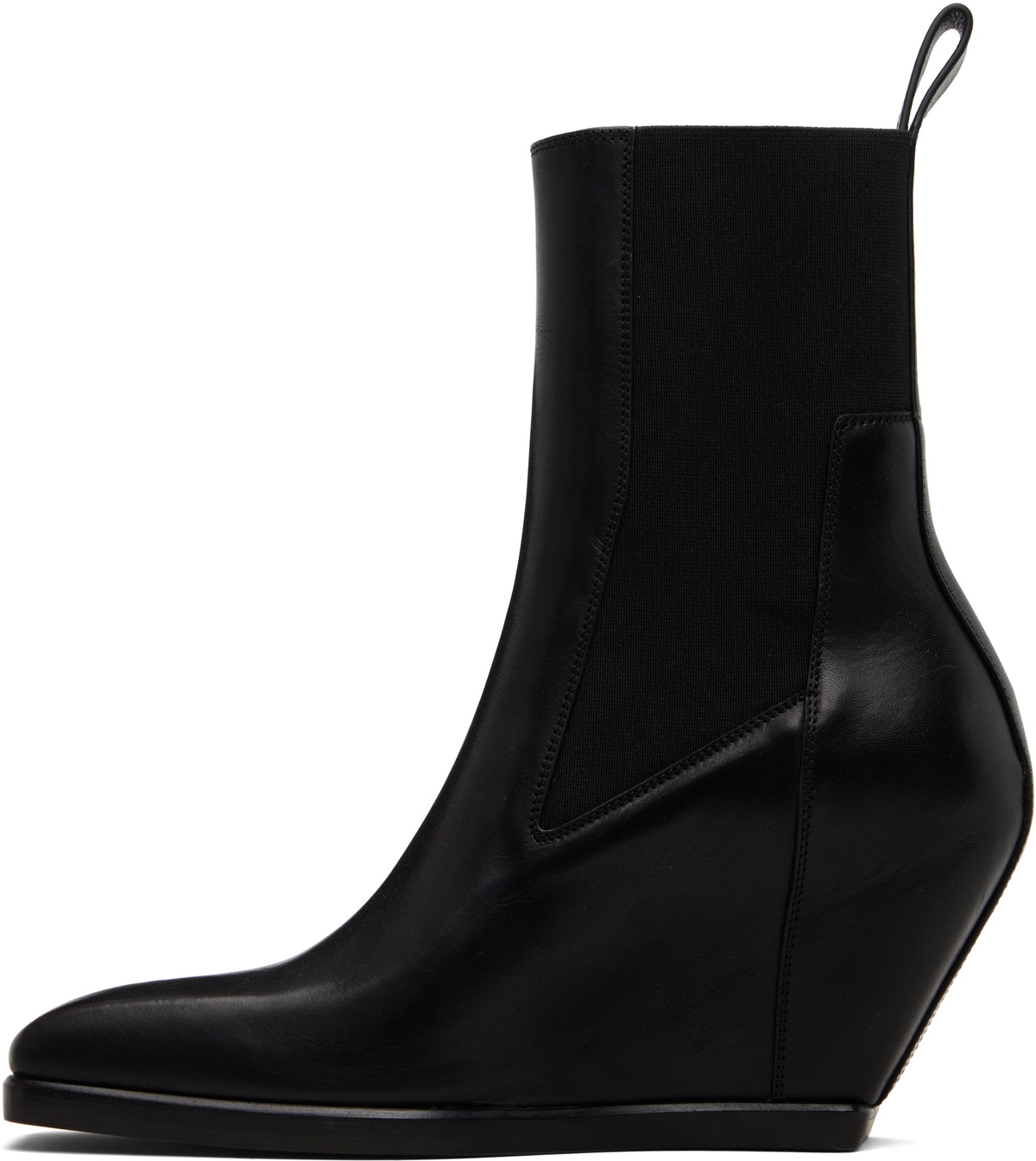 Rick Owens Black Temple Wedge Heeled Sliver Chelsea Boots
