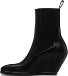 Rick Owens Black Temple Wedge Heeled Sliver Chelsea Boots