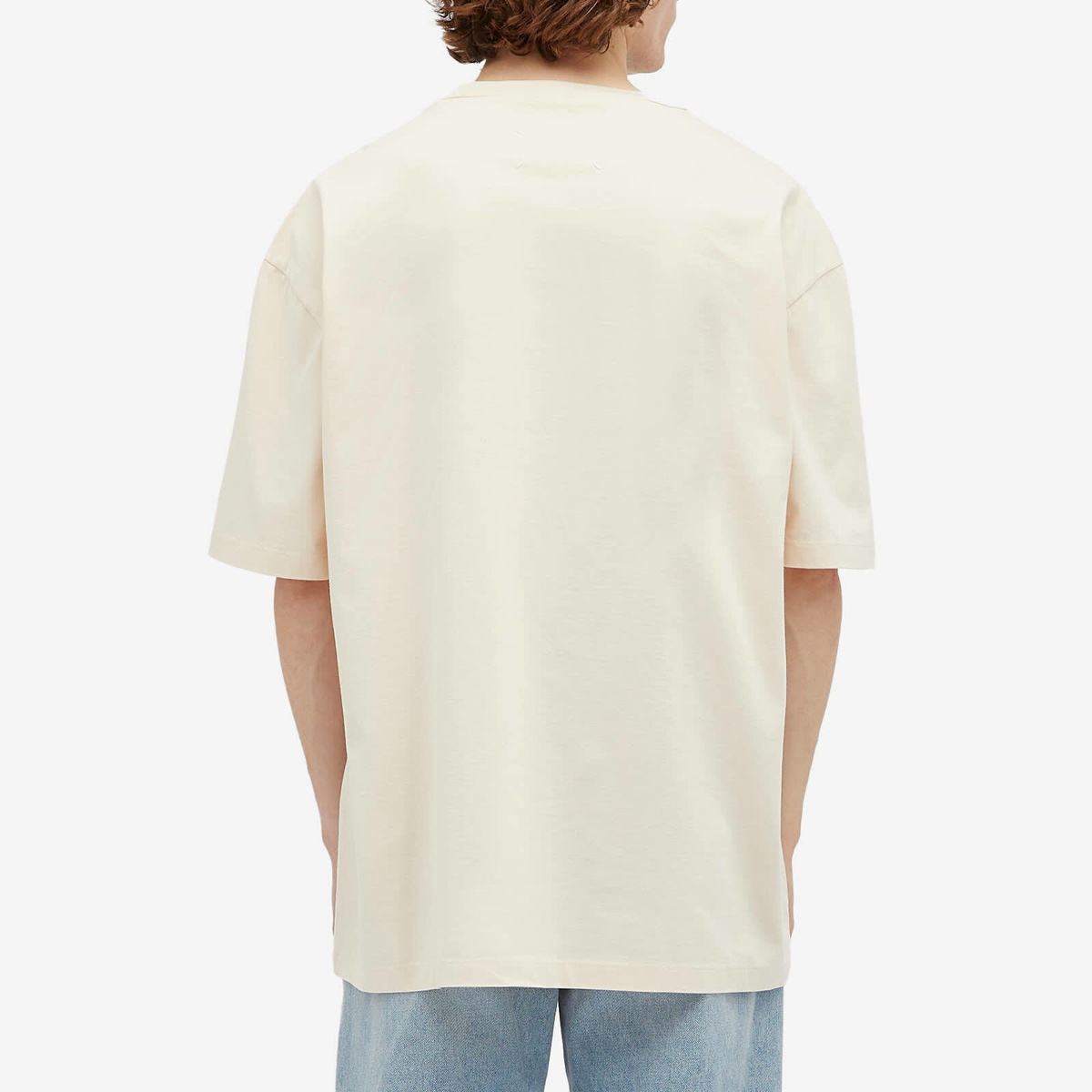Maison Margiela Men's Number Embroidery T-Shirt in Beige Maison