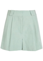 Blaze Milano Zenith Selle Silk and Linen-blend Shorts Teal