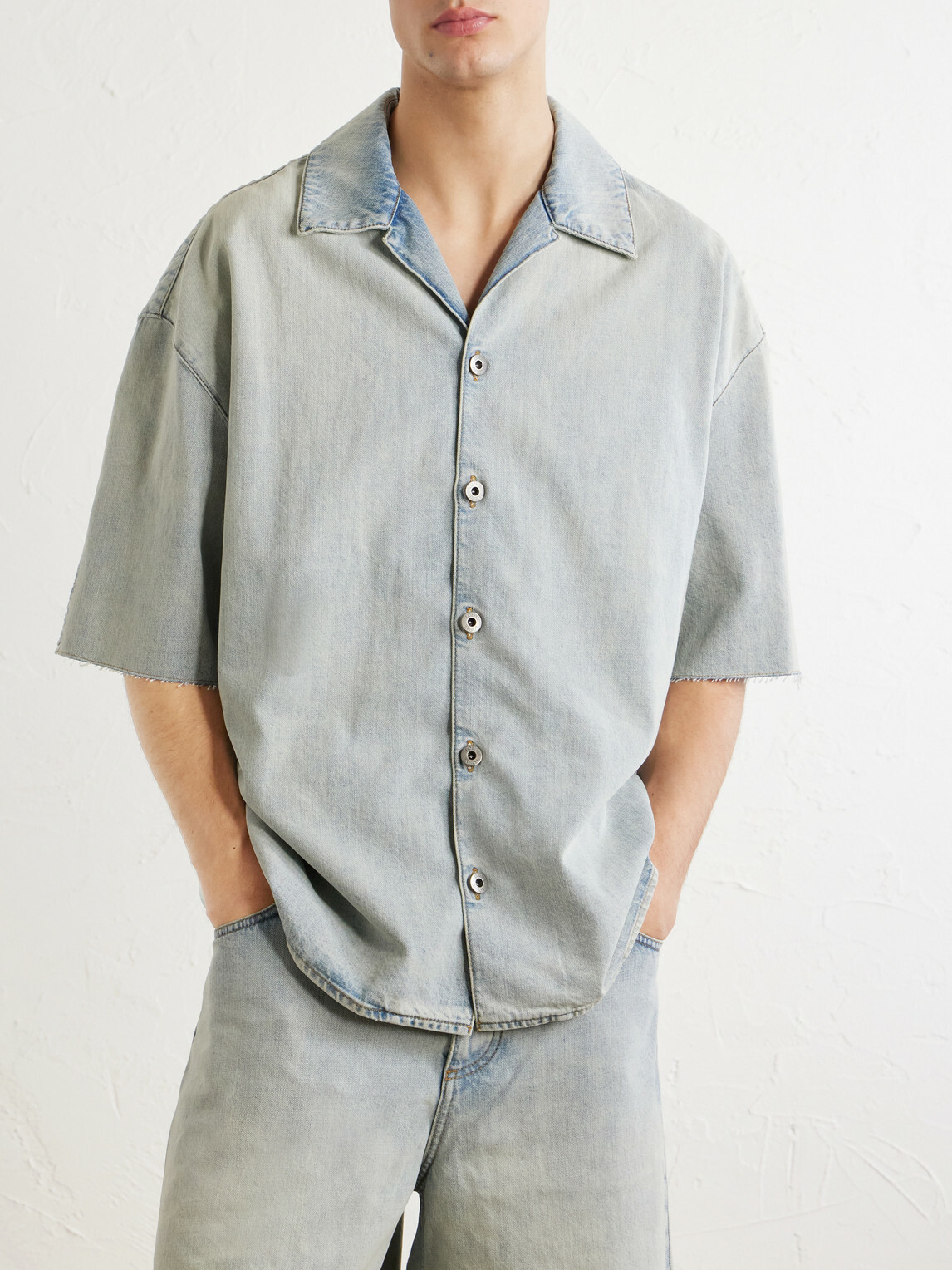 LOEWE - Camp-Collar Denim Shirt - Blue