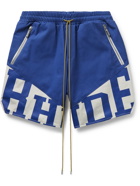 Rhude - Flight Logo-Print Cotton-Twill Drawstring Shorts - Blue