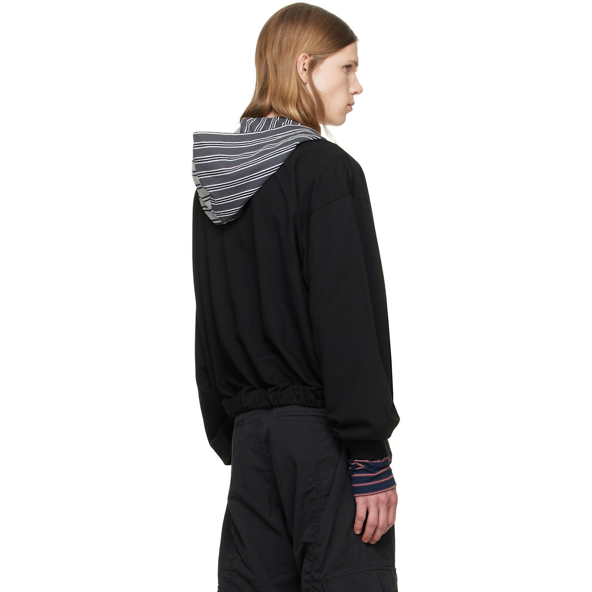 We11done Black Bubble Zip-Up Hoodie