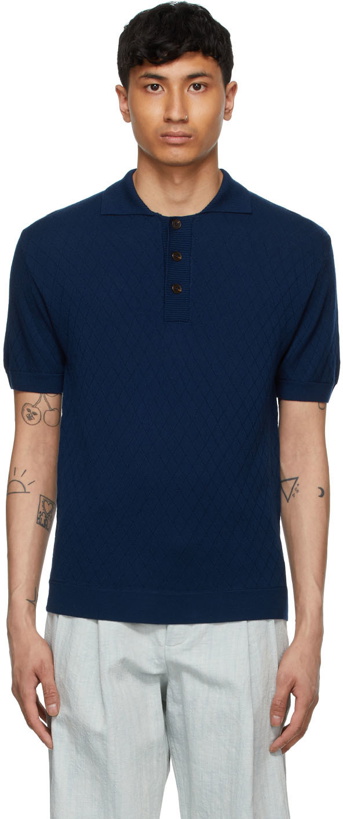 Photo: King & Tuckfield Navy Textured Polo