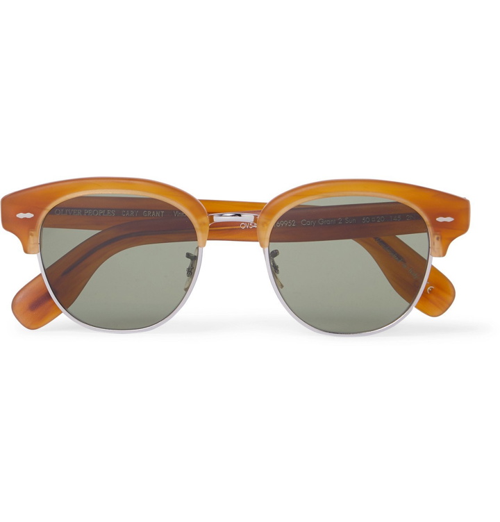 Photo: OLIVER PEOPLES - Cary Grant 2 Sun Round-Frame Acetate and Gold-Tone Sunglasses - Brown