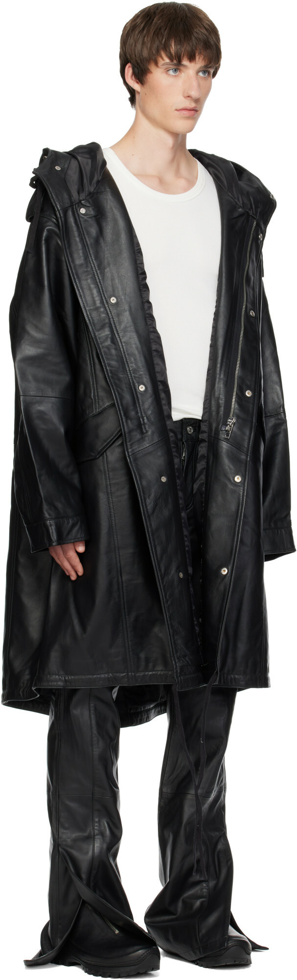 Deadwood Black Ellis Oversized Leather Parka