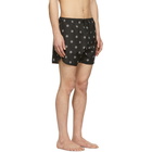 Neil Barrett Black Pattern Swim Shorts