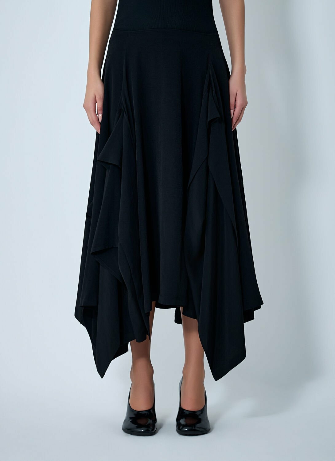 Yohji Yamamoto Paneled Flare Midi Skirt