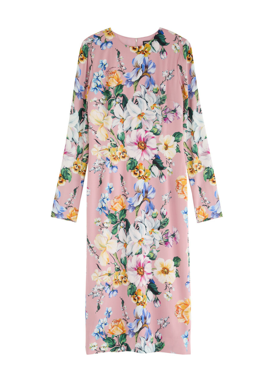 Dolce & Gabbana Floral-print Stretch-silk Midi Dress Multi Floral Dolce &  Gabbana