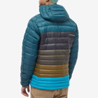 Cotopaxi Men's Fuego Down Hooded Jacket in Colour Block Deep Ocean Stripes