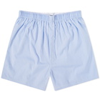 Sunspel Men's Woven Boxer Short in Light Blue Gingham