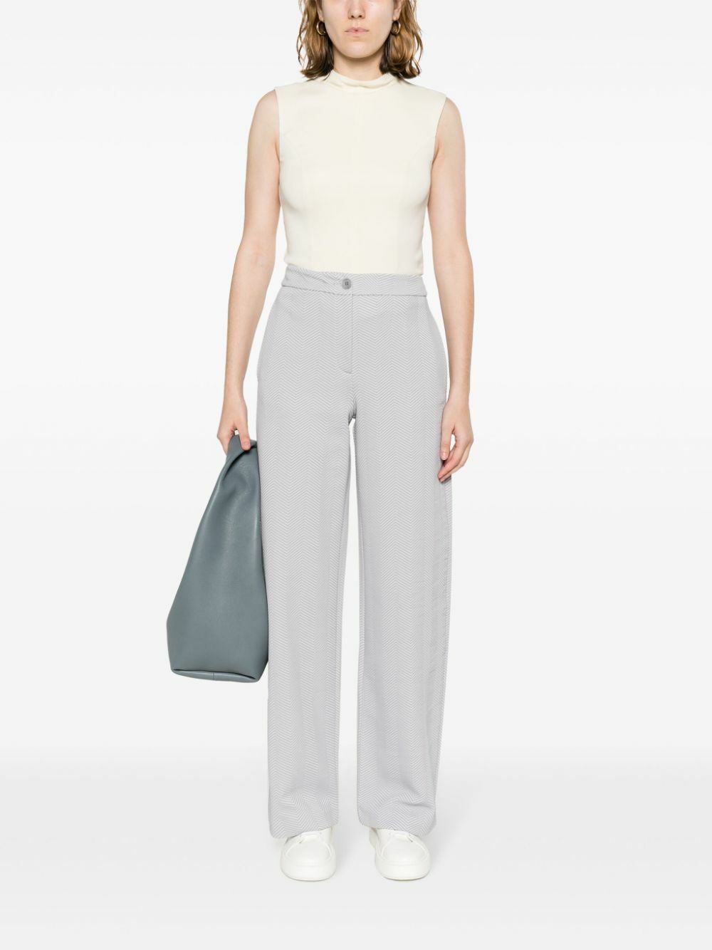 Veronica Pleated Armani Satin Pants – High-Shine Navy Wide-Leg Evening Trousers for Women
