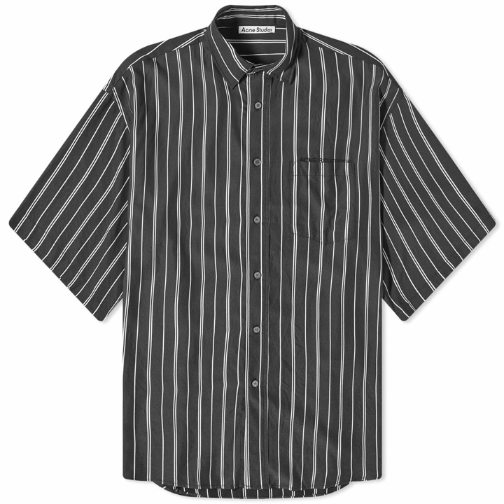 Photo: Acne Studios Men's Setiter Fluid Stripe Short Sleeve Shirt in Black