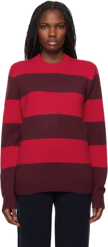 Photo: Guest in Residence Red & Burgundy Stripe Crew Sweater