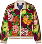 GUCCI - Striped Webbing-Trimmed Printed Cotton-Velour Track Jacket - Multi