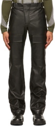 MISBHV Black Vegan Leather Moto Cargo Pants