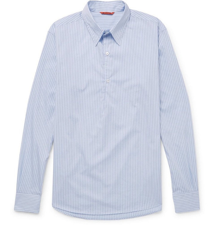 Photo: Barena - Striped Cotton-Poplin Shirt - Men - Light blue