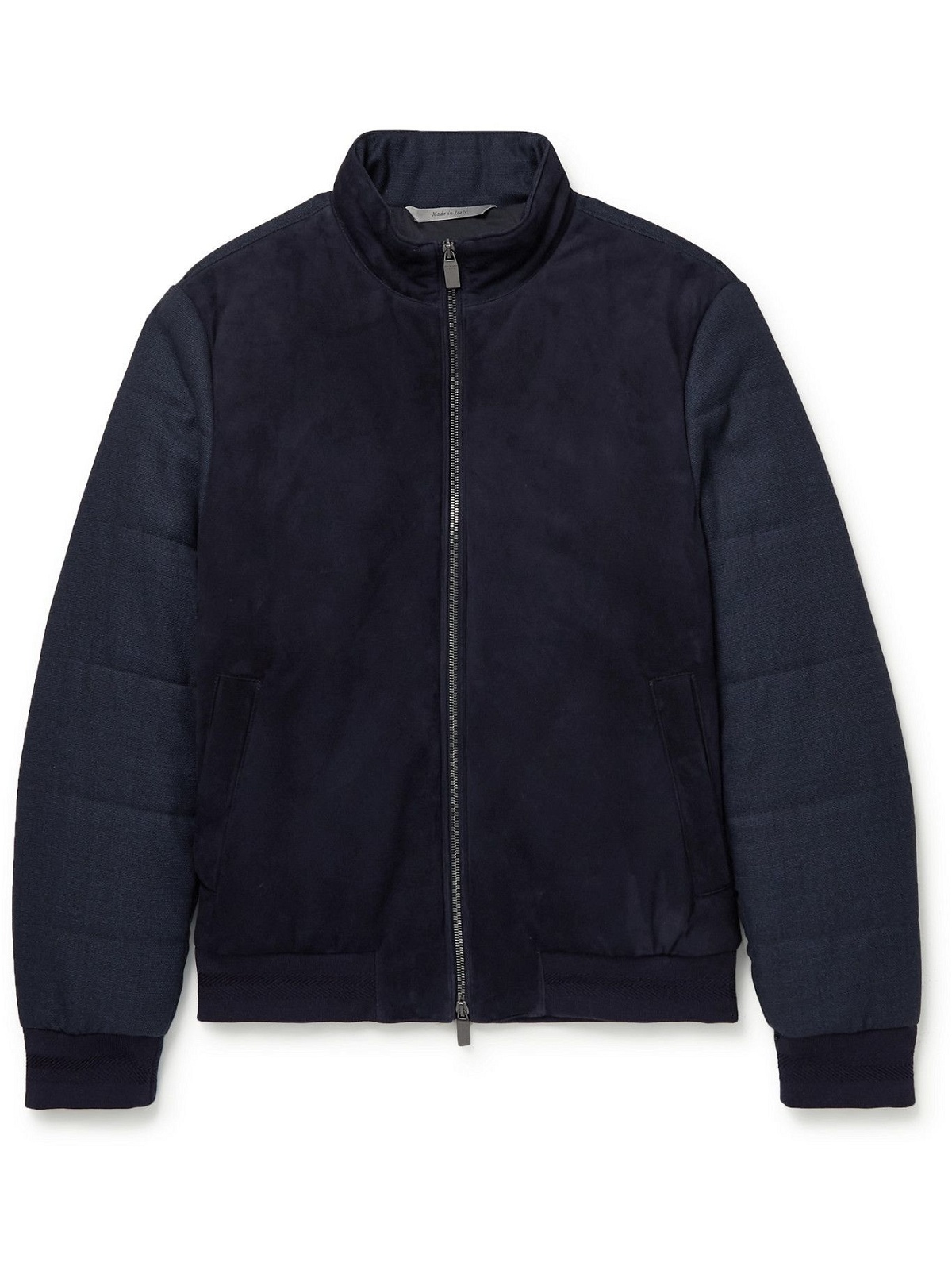 Canali - Impeccabile Quilted Wool and Suede Bomber Jacket - Blue Canali